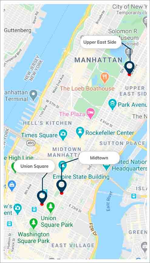 Map of Manhattan Gastroenterology locations in New York
